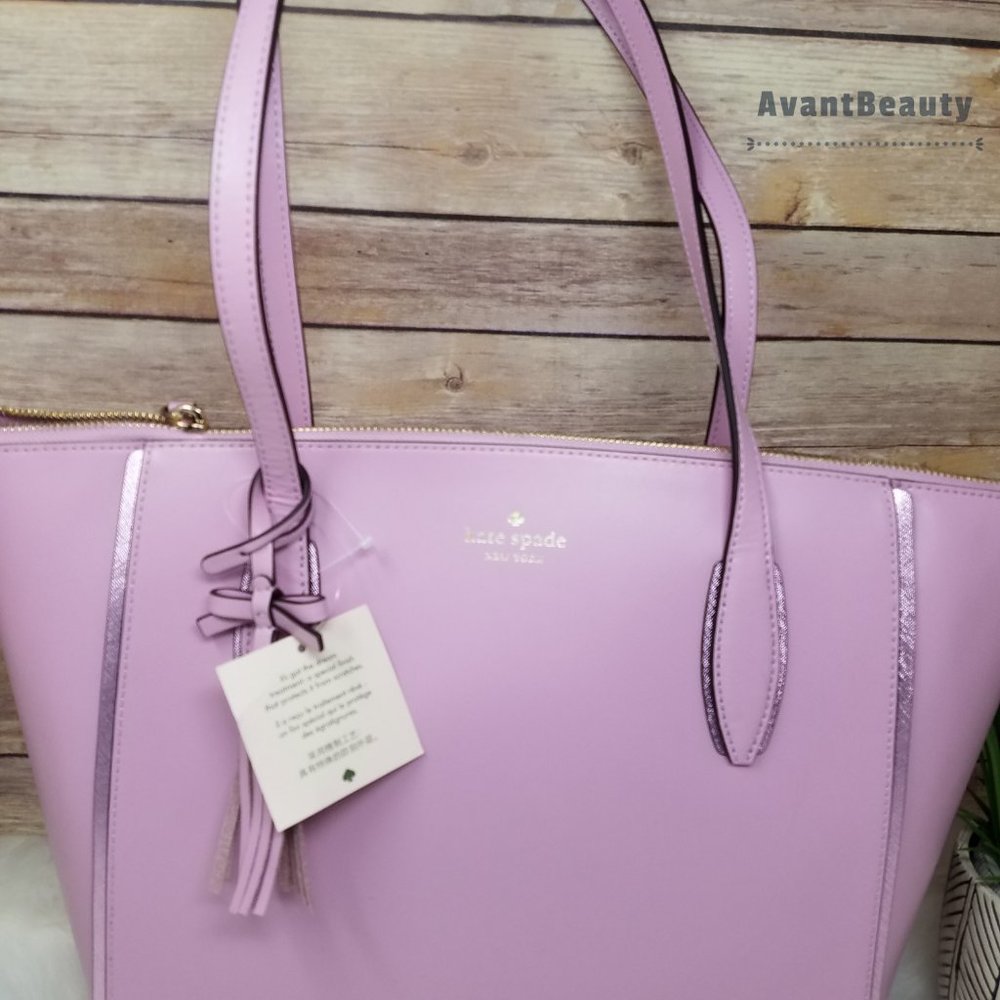 Kate Spade Kali Quartz Pink Large Tote Leather New - Picture 3 of 15